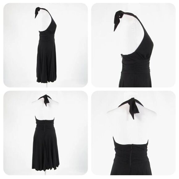 Black CACHE goth stretch halter neck bubble dress size 2 - Picture 3 of 9